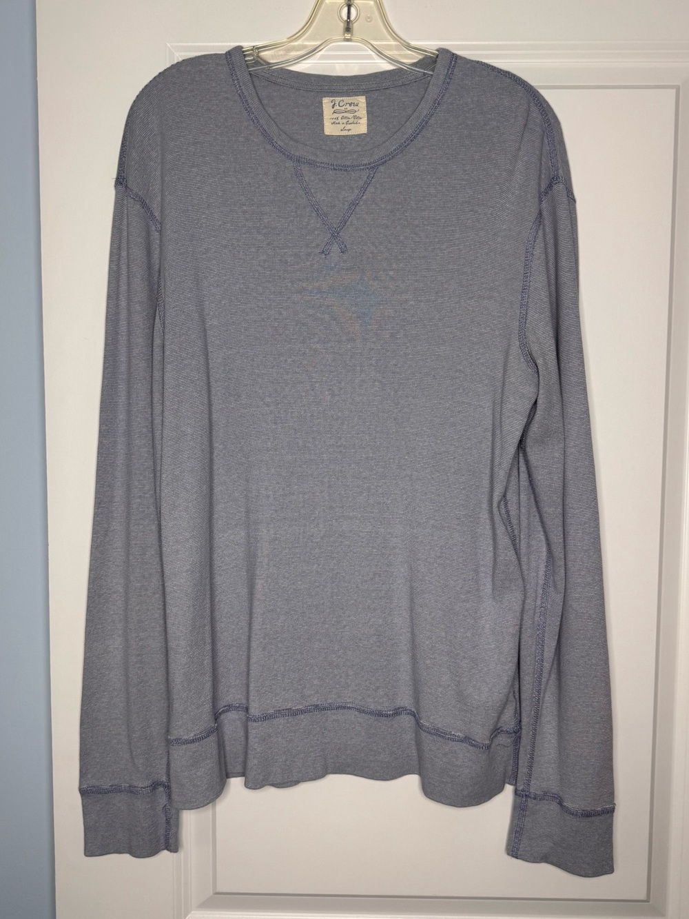 J. Crew Men's Long Sleeve Heather Blue Pullover Shirt